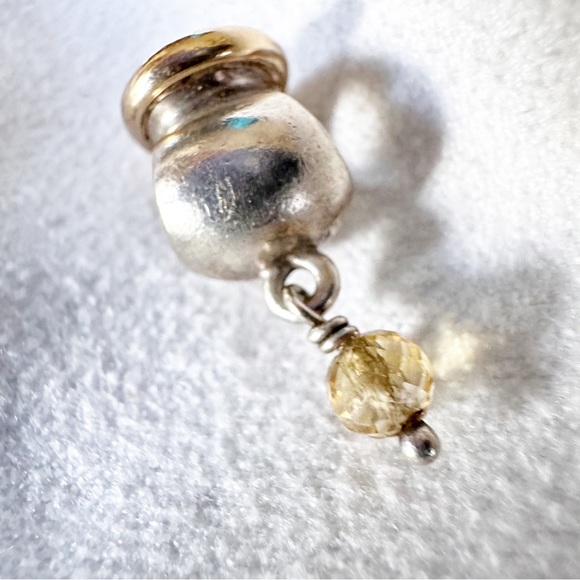 PANDORA Rare Retired Buttercup Dangle Charm w/ 14k Gold and Champagne CZ Details - Picture 7 of 10